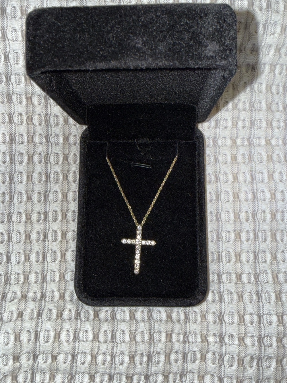 14k Gold diamond Cross Pendant Necklace with Clear Stones - Women's Jewelry